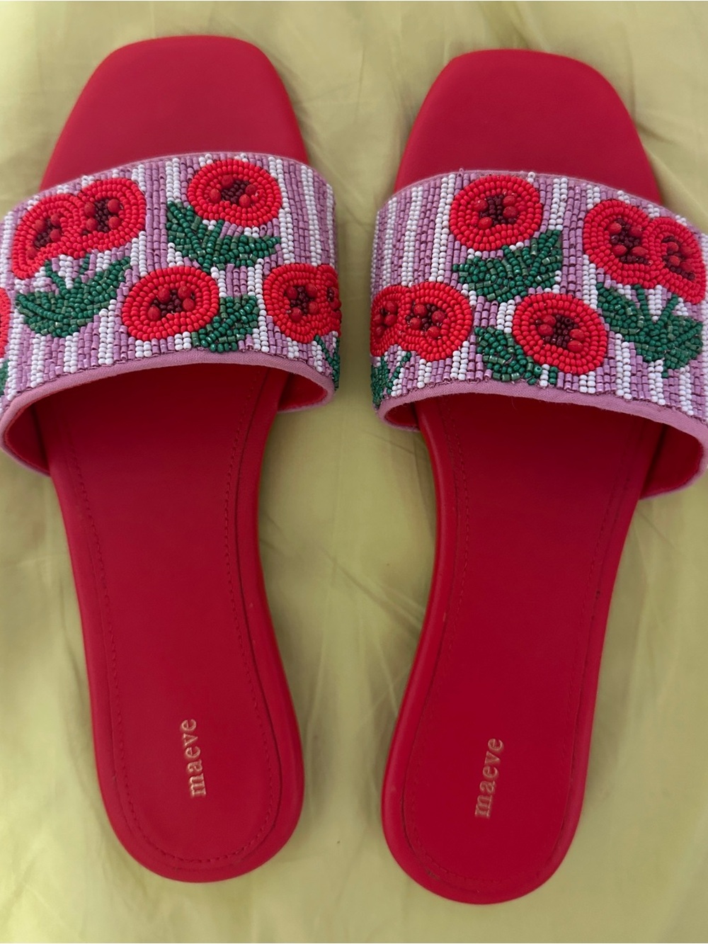 Anthropologie Maeve Beaded Floral Sandals
